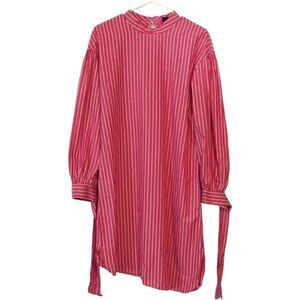 WWWear Women’s Striped L/Sleeve Mock Neck Dress. Pink S